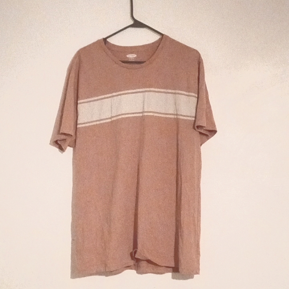 Old Navy salmon pink white striped